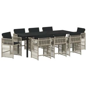 vidaXL Sodo valgomojo komplektas 9 pcs &Scaron;viesiai pilka poliratanas