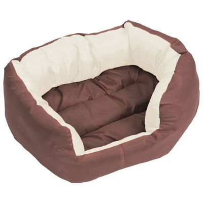 vidaXL Dvipusė skalbiama pagalvė šunims, ruda ir kreminė, 65x50x20cm