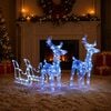vidaXL Kalėdų dekoracija elniai ir rogės, 130cm, akrilas, 160 LED