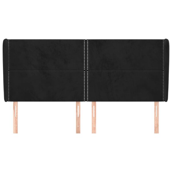 vidaXL Galvūgalis su auselėmis, juodas, 163x23x118/128cm, aksomas