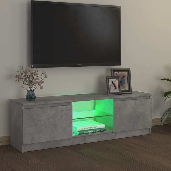 vidaXL TV spintelė su LED ap&scaron;vietimu, betono pilka, 120x30x36cm