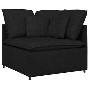 vidaXL Modulinė kampinė sofa su pagalvėlėmis, juoda, 100 cm