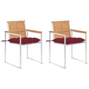 vidaXL Sodo kėdės su pagalvėlėmis, 2vnt., tikmedžio masyvas ir plienas