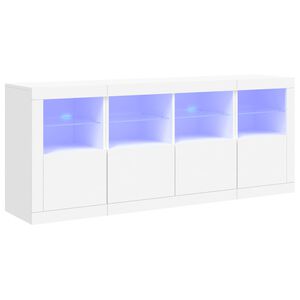 vidaXL &Scaron;oninė spintelė su LED lemputėmis, baltos spalvos, 163x37x67cm
