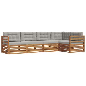 vidaXL Lauko sofos komplektas 5 pcs Natūrali ir &scaron;viesiai pilka