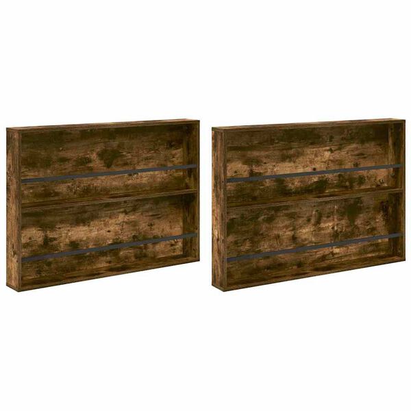 vidaXL Žurnalų stovas su lentyna 2 pcs Rūkyta ąžuolas 100 x 12 x 70 cm