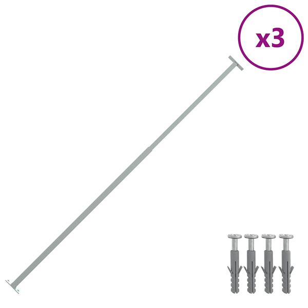 vidaXL Reguliuojami apsauginiai strypai langams, 3vnt., 710-1200mm