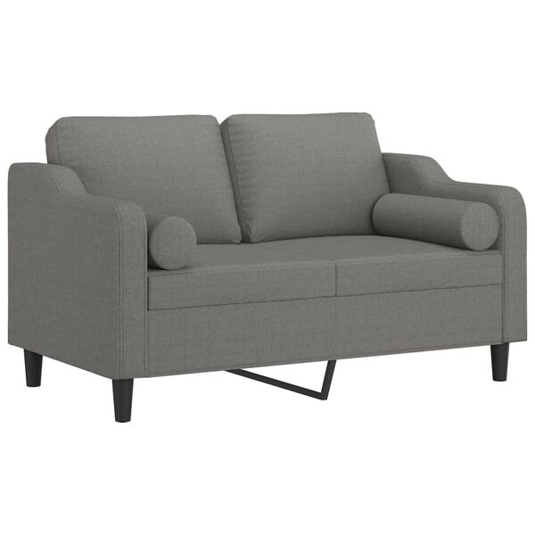 vidaXL Dvivietė sofa su pagalvėmis, tamsiai pilka, 120cm, audinys