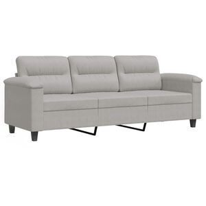 vidaXL Trivietė sofa, &scaron;viesiai pilka, 180cm, mikropluo&scaron;to audinys