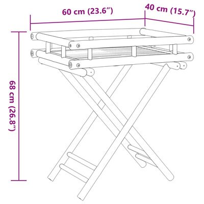 vidaXL Sulankstomas padėklas-staliukas, 60x40x68cm, bambukas