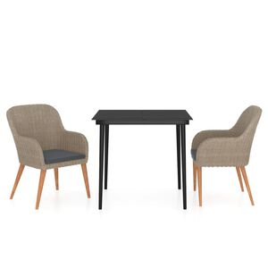 vidaXL Sodo komplektas su pagalvėlėmis, 3 dalių, rudas