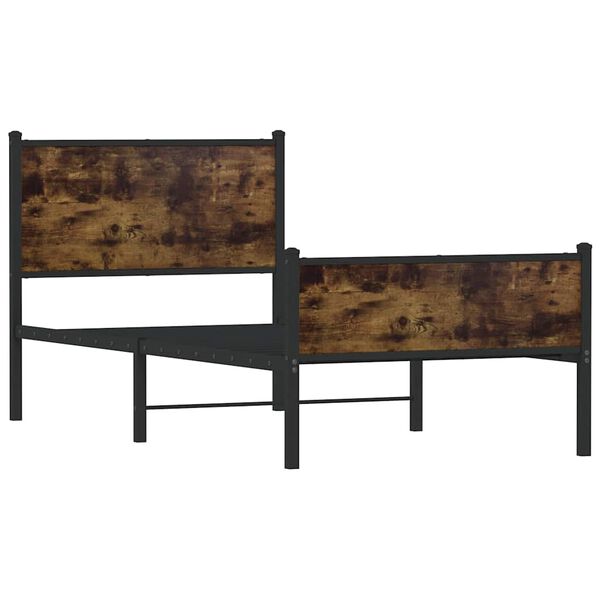 vidaXL Lovos rėmas be čiužinio, dūminio ąžuolo, 75x190cm, metalas