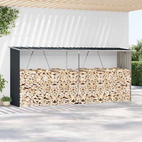 vidaXL Sodo malkinė, antracito, 330x84x152cm, galvanizuotas plienas