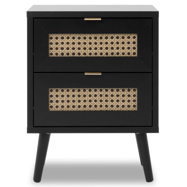 Finori Naktinė spintelė Vienna 61A, juodos spalvos, ratano raštai