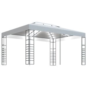 vidaXL Pavėsinė su lemputėmis LED, baltos spalvos, 4x3x2,7m