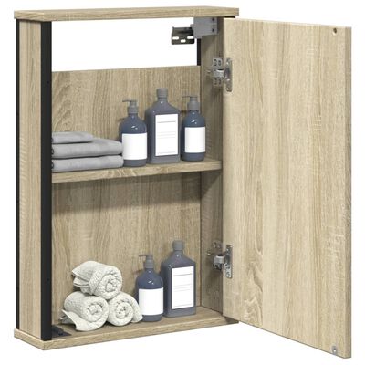 vidaXL Veidrodinė vonios spintelė, ąžuolo, 42x12x60cm, mediena