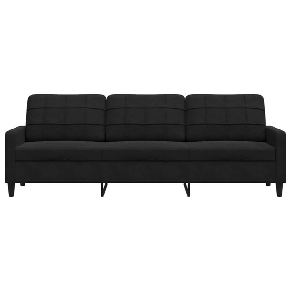 vidaXL Trivietė sofa, juodos spalvos, 210cm, aksomas