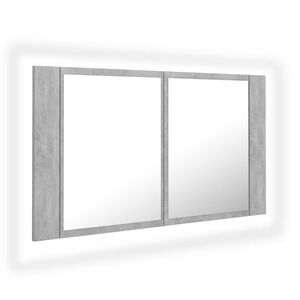 vidaXL Veidrodinė vonios spintelė su LED, betono, 80x12x45cm, akrilas