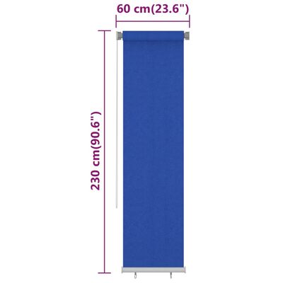 vidaXL Lauko roletas, mėlynos spalvos, 60x230cm, HDPE