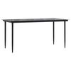 vidaXL Sodo valgomojo stalas, juodas, 160x80x74cm, plienas ir stiklas