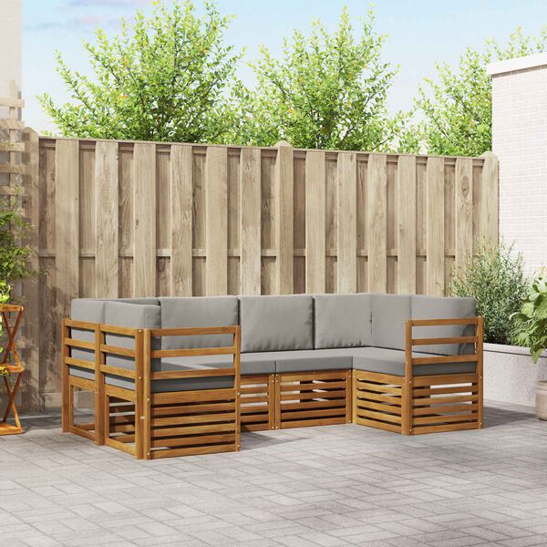 vidaXL Sofų komplektai su pagalve 6 pcs Natūrali ir &scaron;viesiai pilka