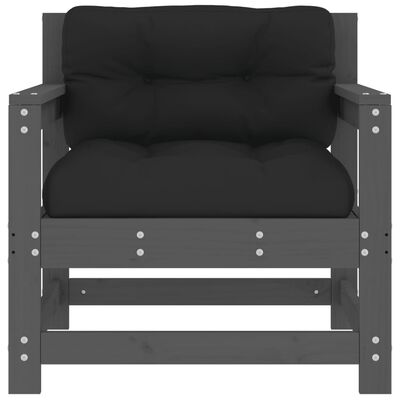 vidaXL Sodo kėdės su pagalvėlėmis, 2vnt., pilkos, pušies masyvas