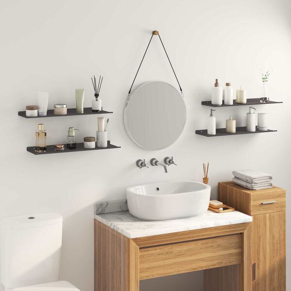 vidaXL Plūduriuojanti lentyna 4 pcs Juodas 60 x 18 x 2,5 cm Plienas