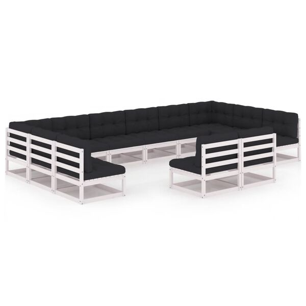 vidaXL Sodo komplektas su pagalvėlėmis, 12 dalių, pu&scaron;ies masyvas