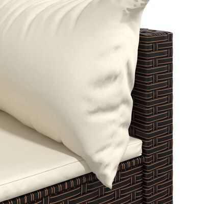 vidaXL Sodo komplektas su pagalvėlėmis, 3 dalių, rudas, poliratanas
