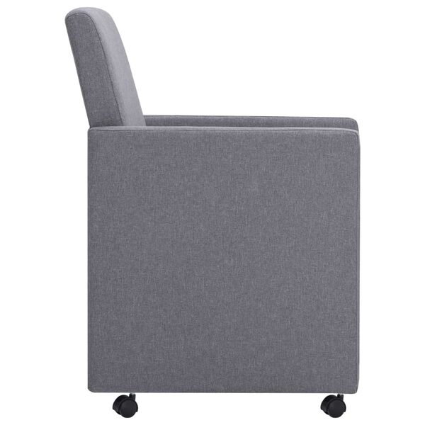 vidaXL Valgomojo kėdės, 2vnt., &scaron;viesiai pilkos spalvos, audinys