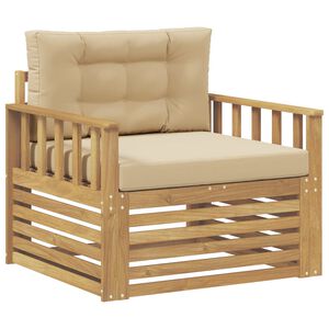 vidaXL Lauko sofa Poliesteris Balta ir smėlio