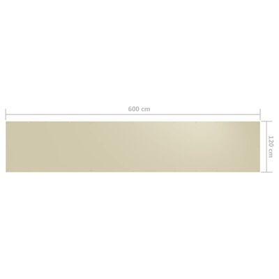 vidaXL Balkono pertvara, kreminės spalvos, 120x600cm, oksfordo audinys