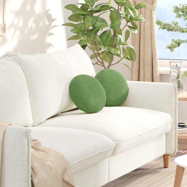 vidaXL Sėdynių pagalvėlės 2 pcs Šviesiai žalia Ø 40 x 13 cm Aksomas