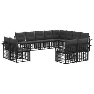 vidaXL Lauko sofos komplektas 12 pcs Juoda ir tamsiai pilka