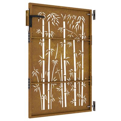 vidaXL Sodo vartai, 85x125cm, corten plienas, bambuko dizaino