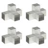 vidaXL Stulpų sujungimai, 4vnt., 91x91mm, metalas, X formos