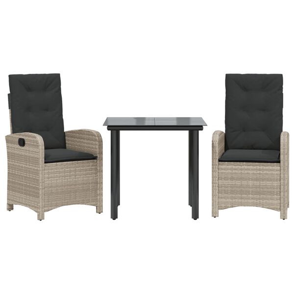 vidaXL Sodo komplektas su pagalvėlėmis, 9 dalių, pilkas, poliratanas