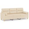 vidaXL Trivietė sofa su pagalvėlėmis, kreminės spalvos, 180cm, audinys