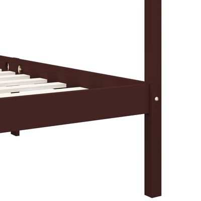 vidaXL Lovos rėmas su baldakimu, rudas, 180x200cm, pušies masyvas