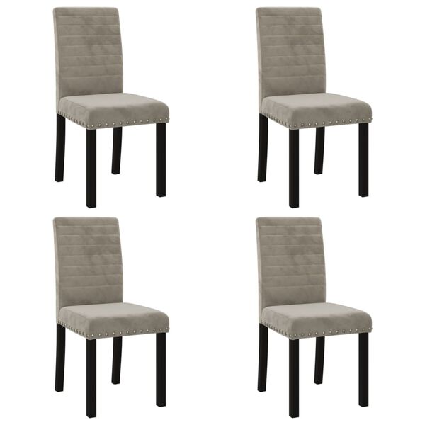 vidaXL Valgomojo kėdės, 4vnt., &scaron;viesiai pilkos spalvos, aksomas