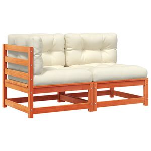 vidaXL Dvivietė sodo sofa su pagalvėlėmis, va&scaron;ko ruda, pu&scaron;ies masyvas