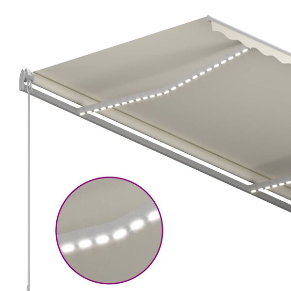 vidaXL Automatinė markizė su LED/vėjo jutikliu, kreminė, 3x2,5m