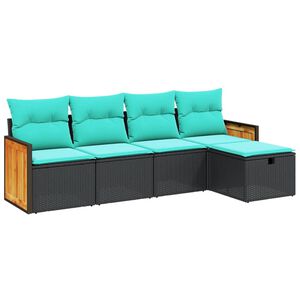 vidaXL Sofos komplektas su pagalvėlėmis, 5 dalių, pilkas, poliratanas