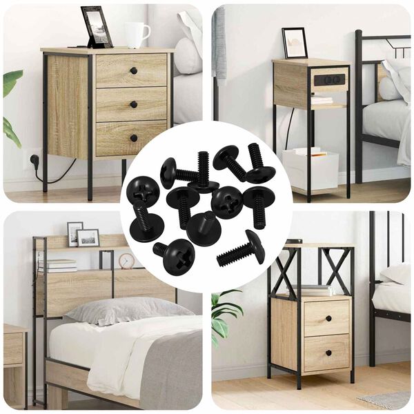 vidaXL Vamzdiniai varžtai 12 pcs Juoda M4 x 10 mm Geležis