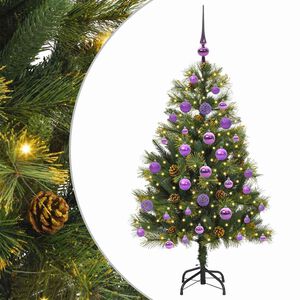 vidaXL Dirbtinis sulankstomas kalėdų medis su kankorėžiais 120 cm