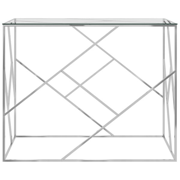 vidaXL Šoninis staliukas, sidabrinis, 90x40x75cm, plienas ir stiklas