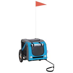 vidaXL Dviračio priekaba augintiniams, mėlyna/pilka, audinys/geležis