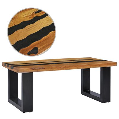 vidaXL Kavos staliukas, 100x50x40 cm, tikmedžio mediena ir lavos akmuo