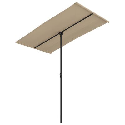 vidaXL Lauko skėtis su aliuminio stulpu, taupe spalvos, 180x110cm