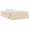 vidaXL Lova su daiktų laikymo vieta ir čiužiniu Kreminė 120 x 200 cm